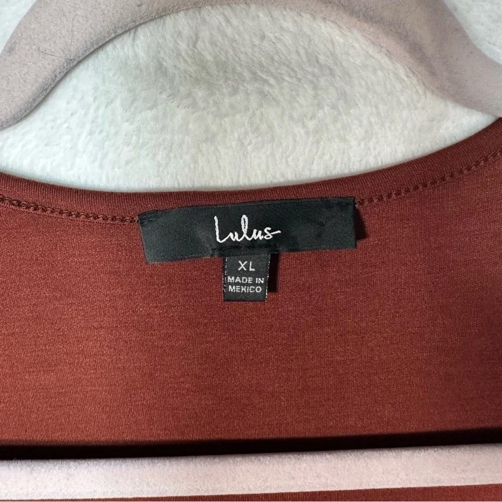 Lulu's Rust Square-Neck Long Sleeve Top size XL - Picture 3 of 8